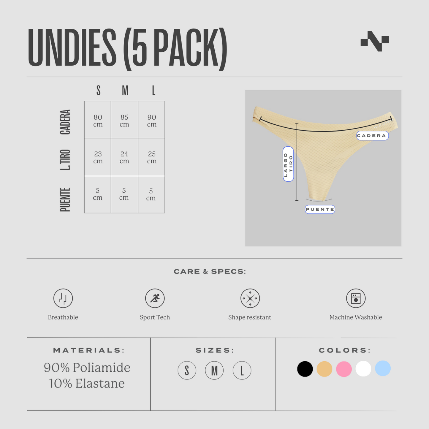 Undies (5 pack) | Ropa Interior Deportiva